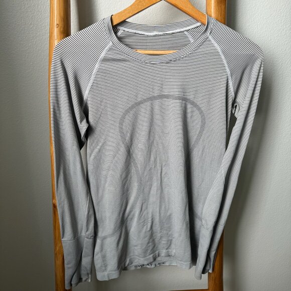 lululemon athletica Tops - Lululemon swiftly tech long striped black and white shirt